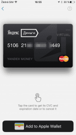 Do Apple Pay lze přidat i virtuální kartu Yandex.Money. Sama se nabídne pro aplikaci Wallet.