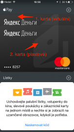 V Apple Pay můžete mít více karet. V tomto případě jsou tam dvě: původní plastová a virtuální karta.