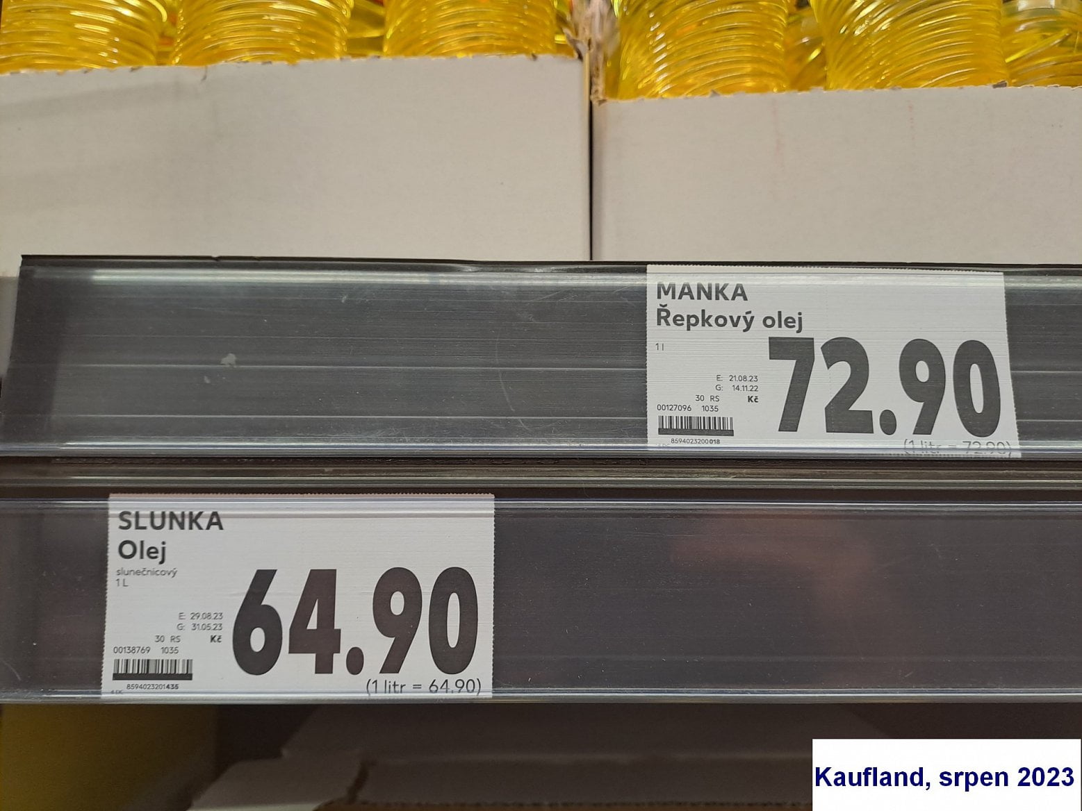 Ceny oleje ve vybraných obchodech