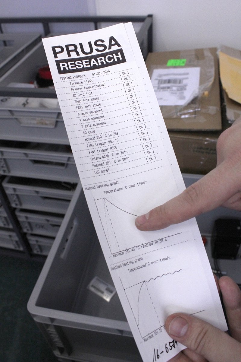 Společně s vytištěným testovacím protokolem.