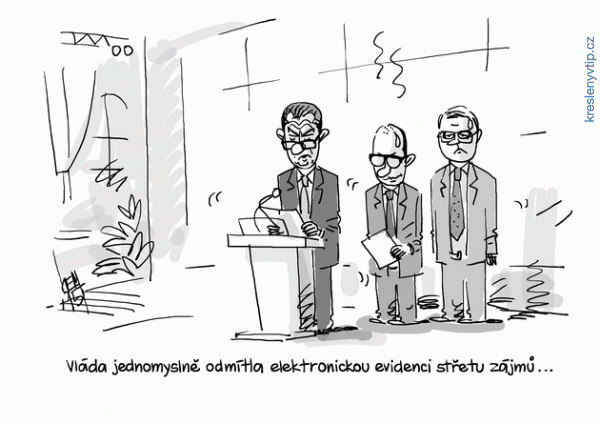 Kreslené vtipy a koláže na téma elektronické evidence tržeb