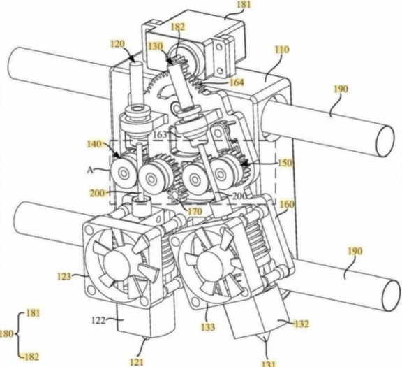 Patent duálního extruderu Bambu Lab