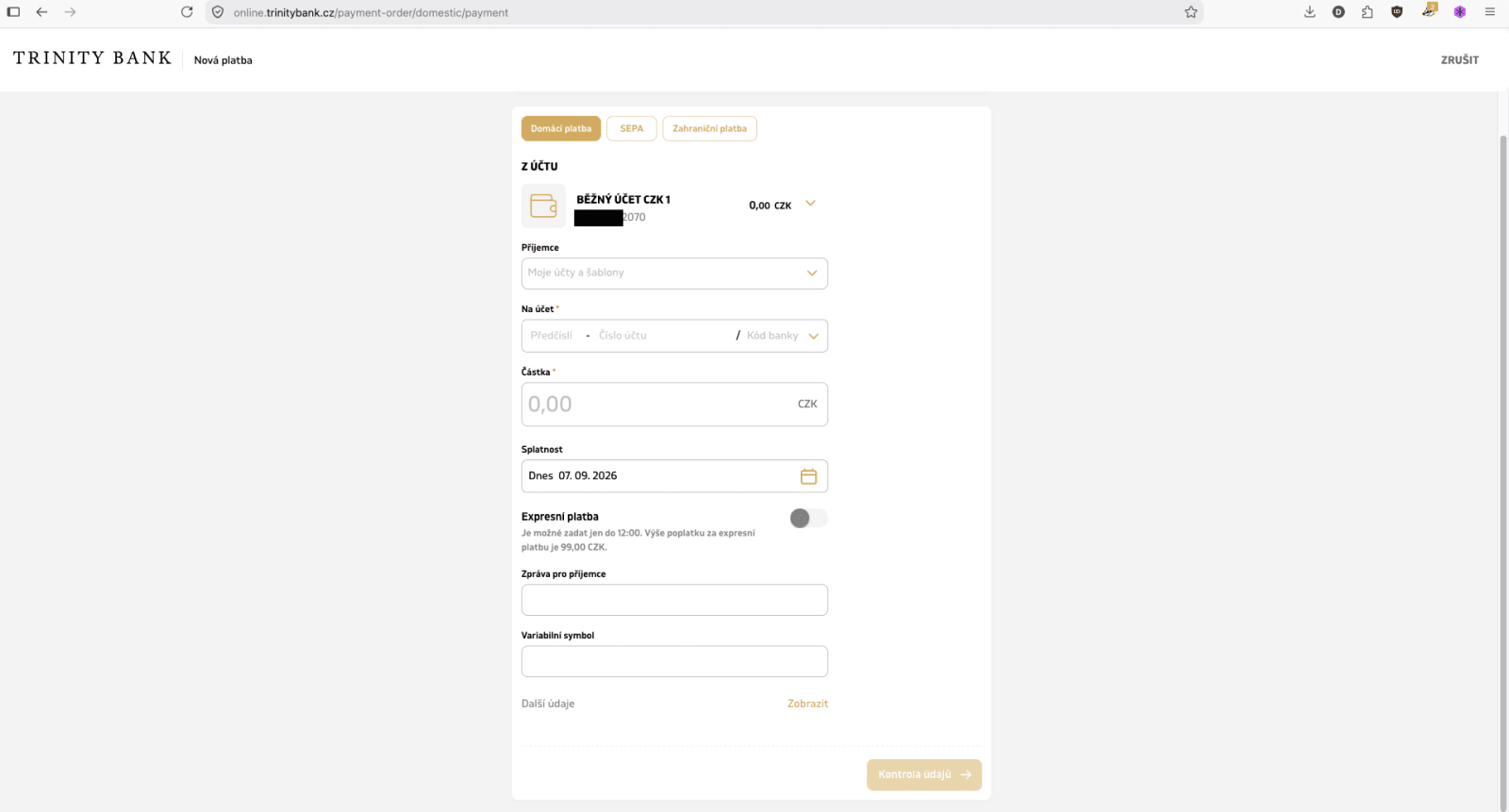 Nové internetové bankovnictví TRINITY BANK. (01. 09. 2026)