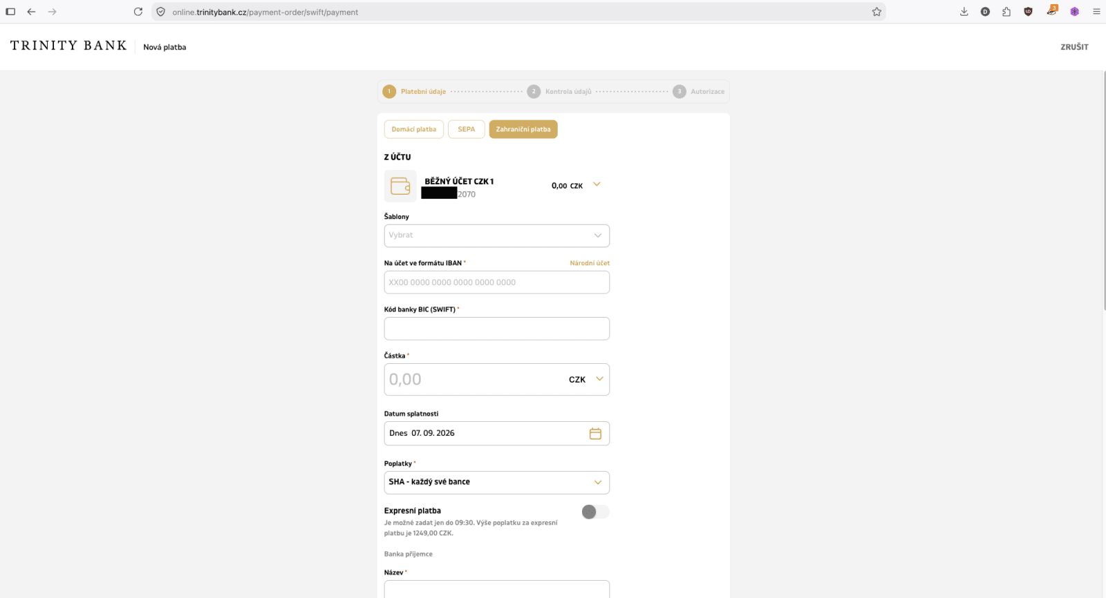 Nové internetové bankovnictví TRINITY BANK. (01. 09. 2026)
