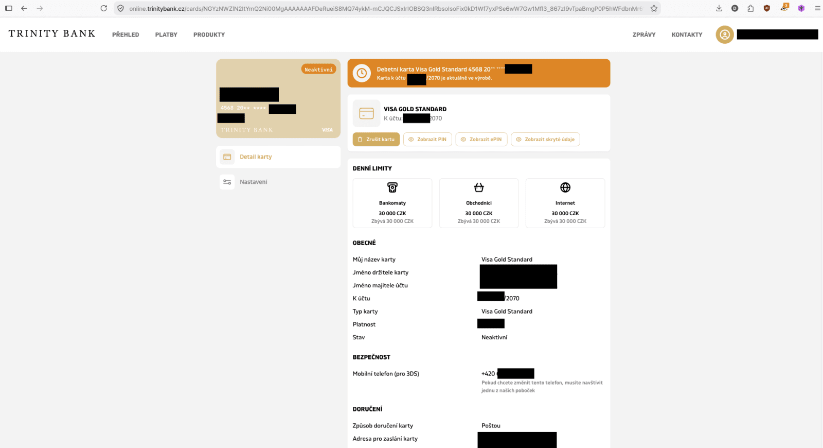 Nové internetové bankovnictví TRINITY BANK. (01. 09. 2026)