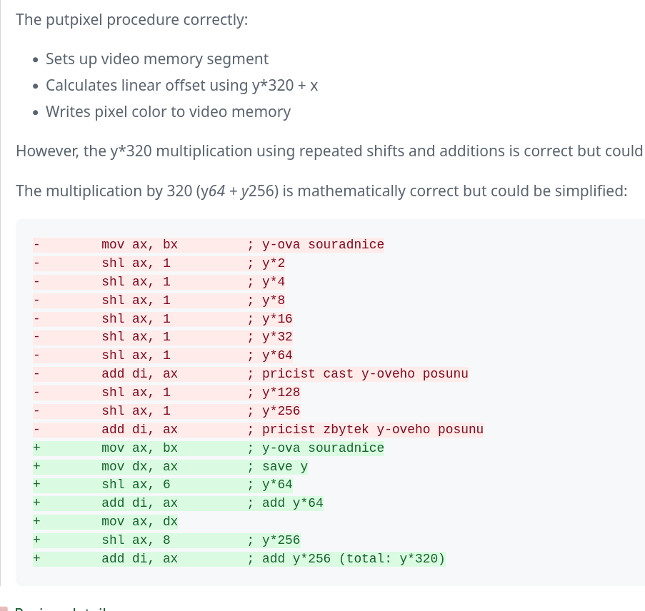 Analýza a recenze programů psaných v assembleru