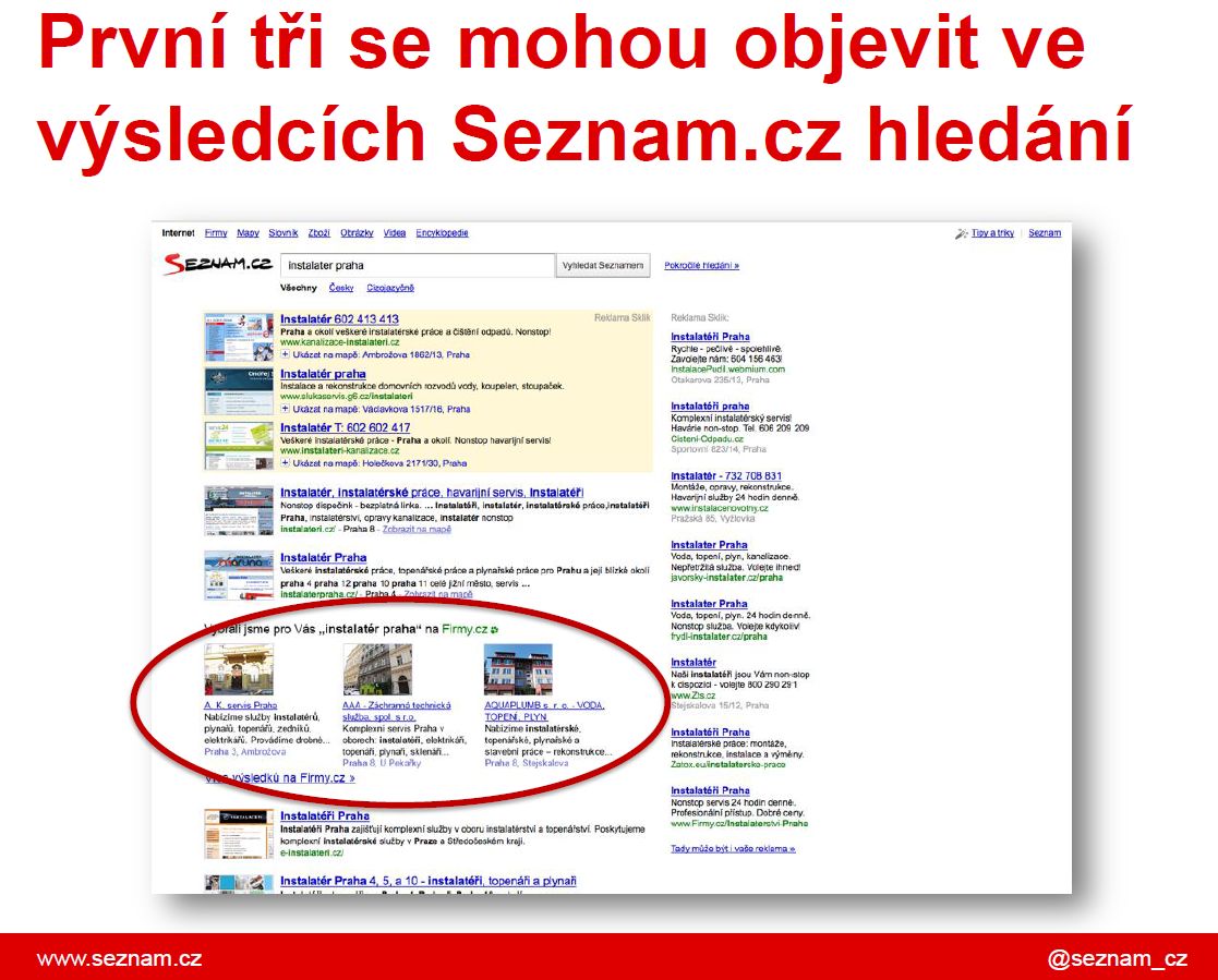 První tři premianti se objeví i ve výsledcích fulltextového hledání na Seznam.cz.