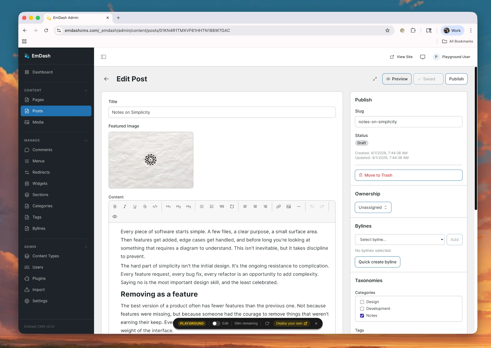Redakční systém EmDash