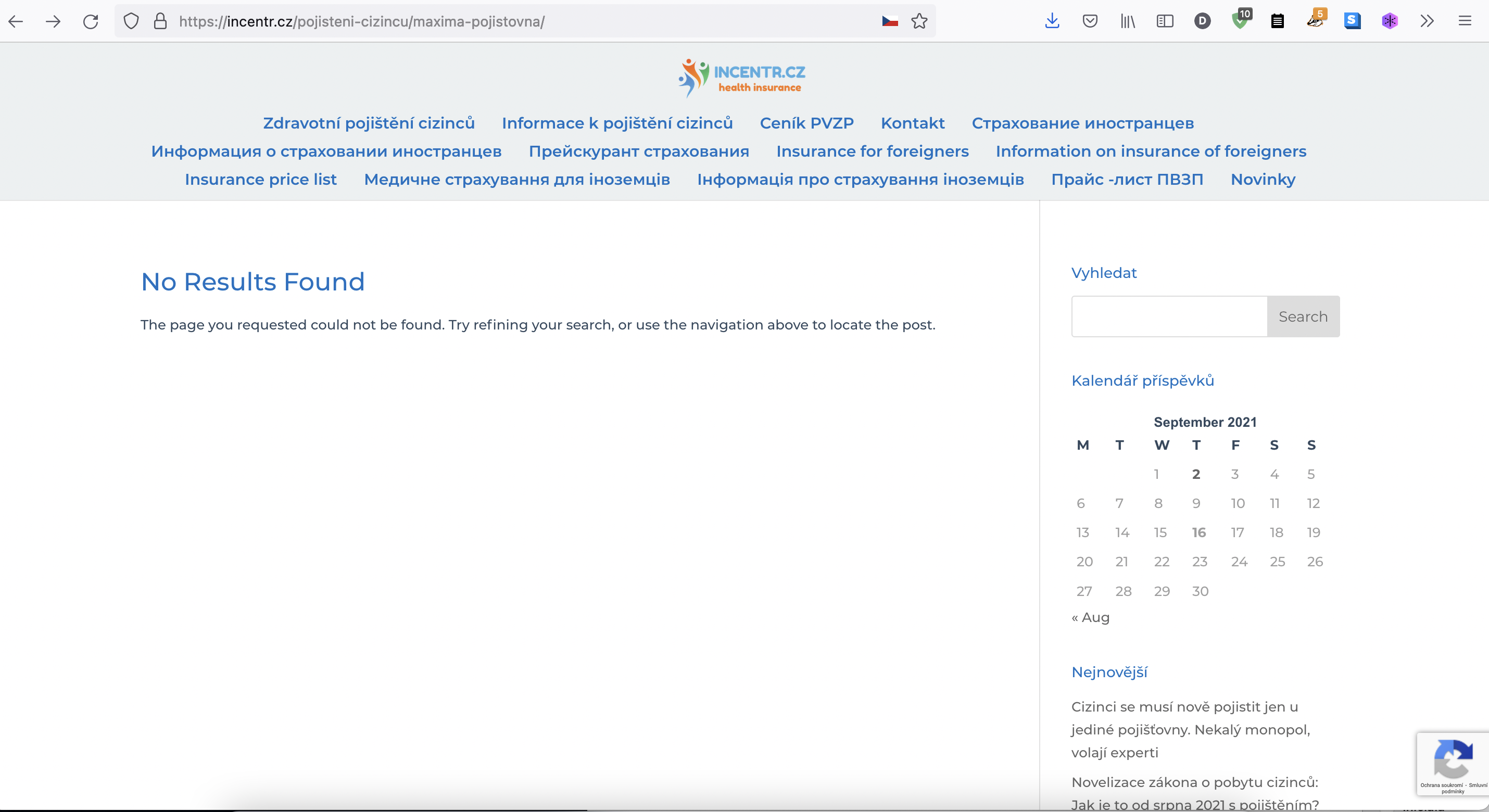 G.E.Š., s.r.o. Online zdravotní pojištění cizinců. (16. 9. 2021)
