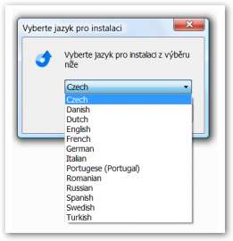 Volby pro jazyk instalace.