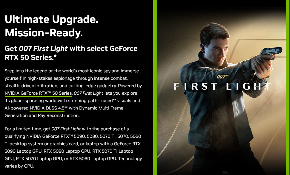 007 First Light k vybraným modelům GeForce RTX 5000