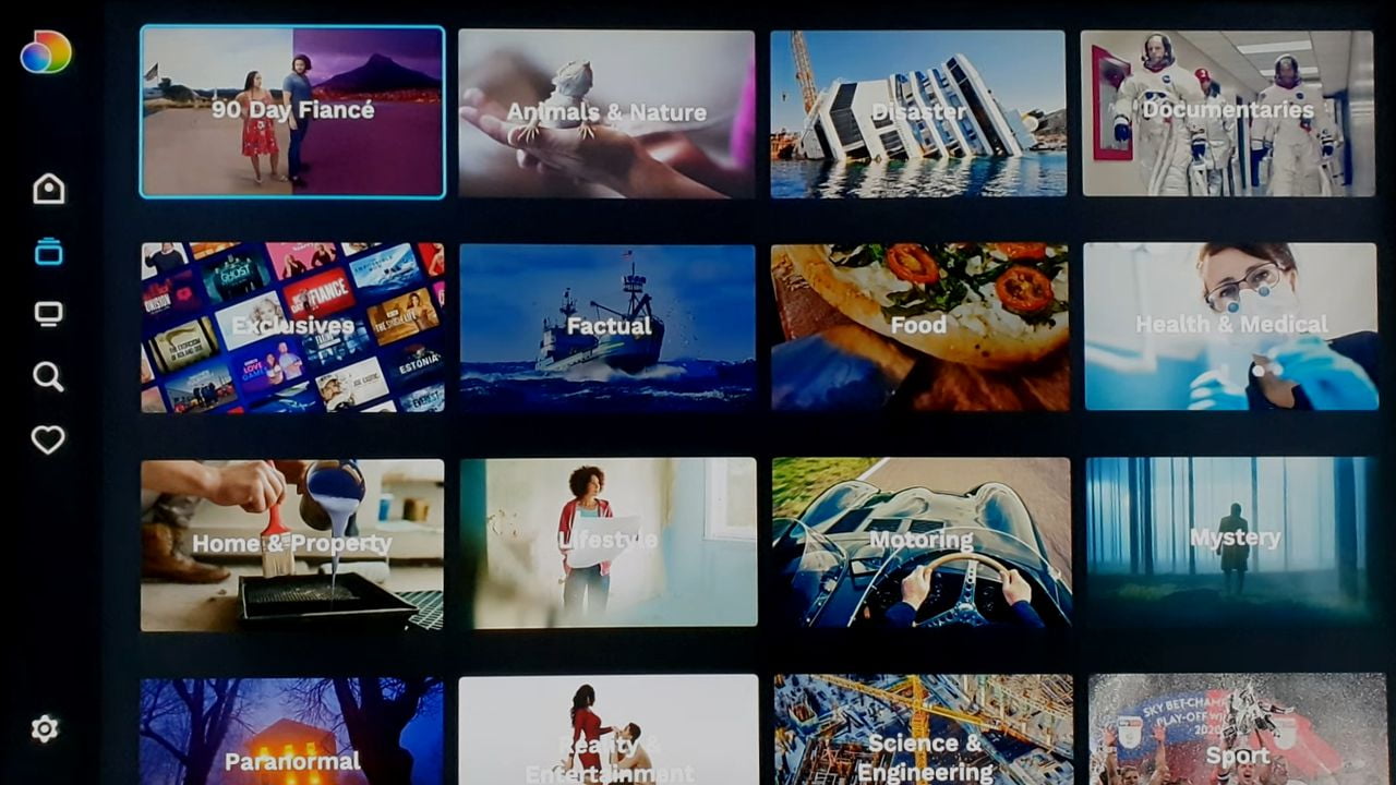 Služba Discovery+ (prohlížečová verze a aplikace britské SKY Q)