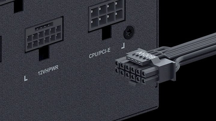 Konektor 12VHPWR pro 600W napájení na zdroji Gigabyte UD1000GM 1600