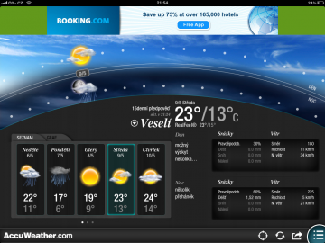 Předností aplikace AccuWeather je nejen hezká grafika, ale i podrobná předpověď