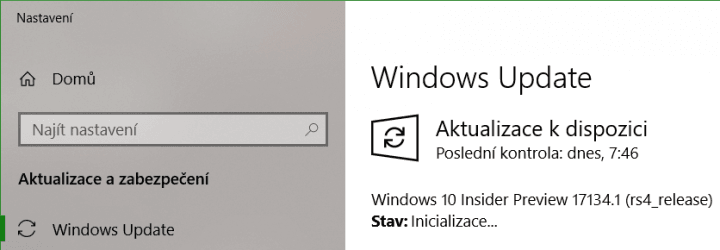 Vyšel Windows 10 Insider Preview build 17134
