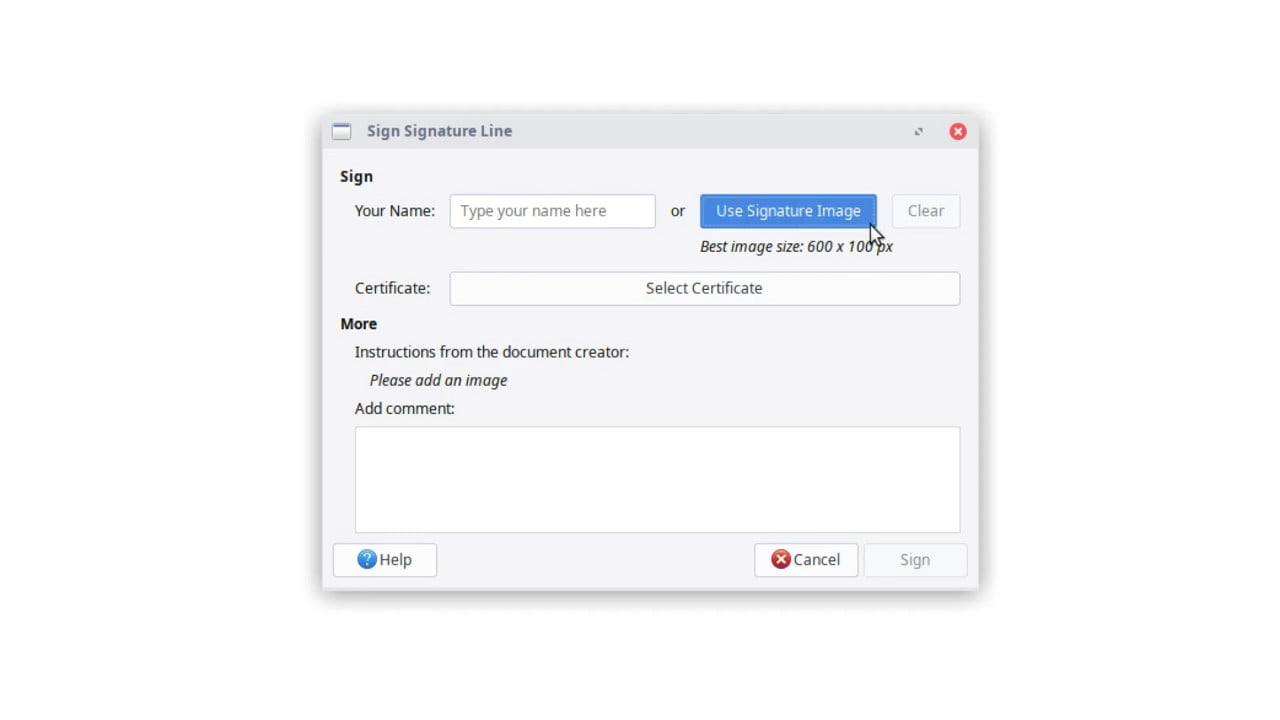 Nabídka signatury nově podporuje také vložení obrázku.