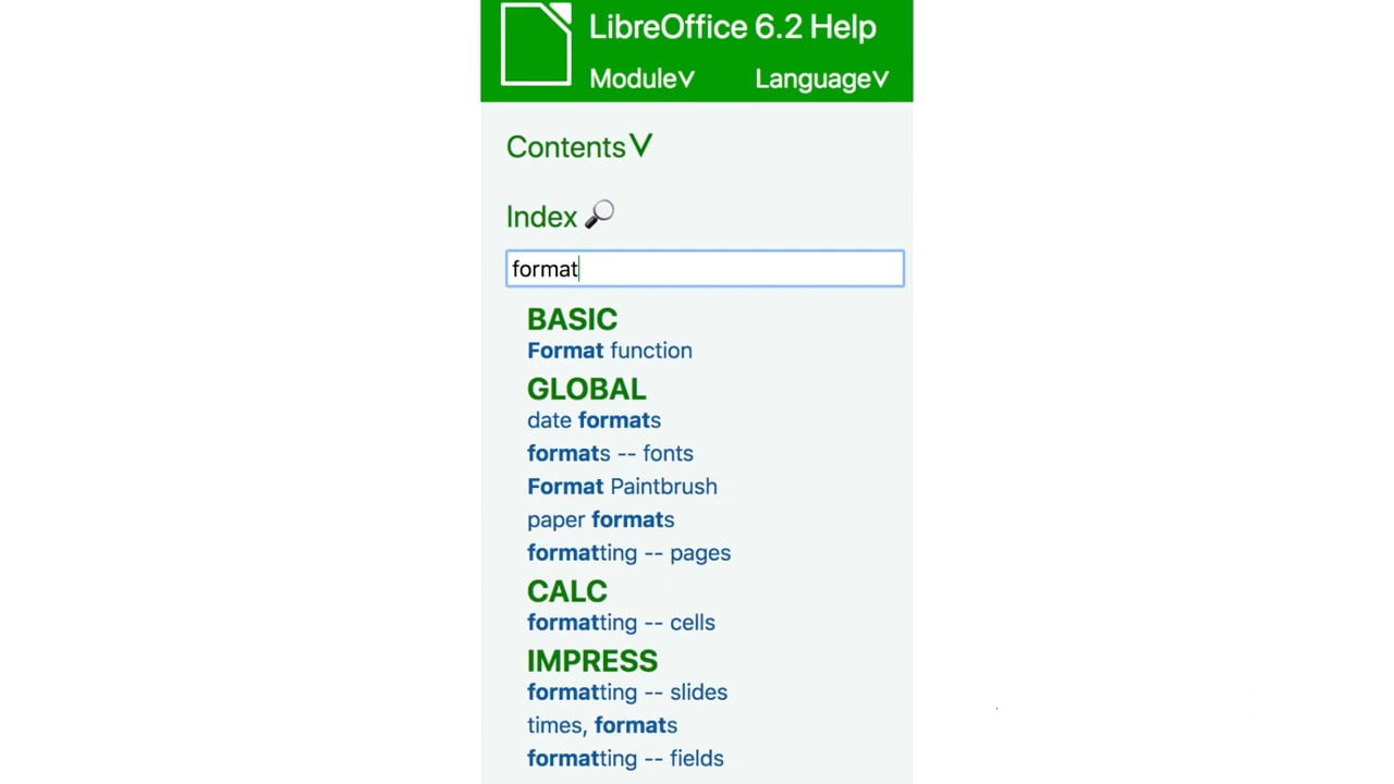 Nápověda umožňuje rychlejší vyhledávání klíčových slov.

