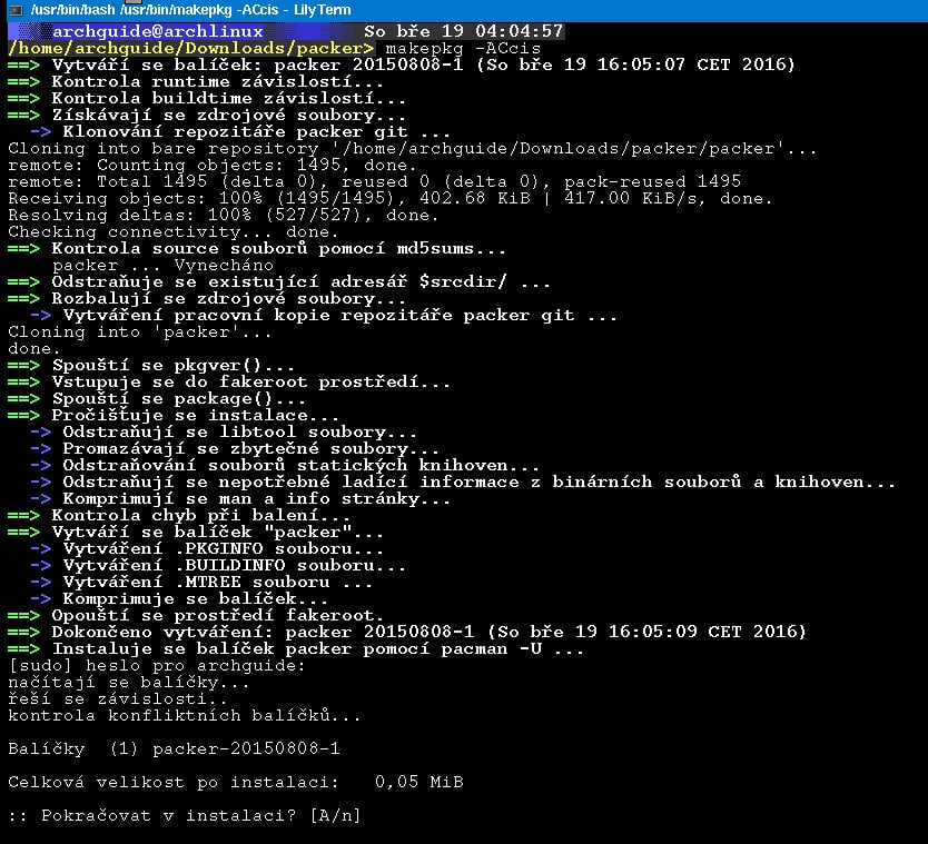 Arch: instalace balíčků z AUR