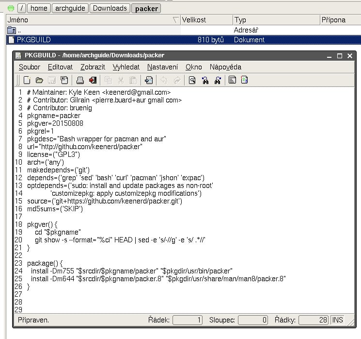 Arch: instalace balíčků z AUR