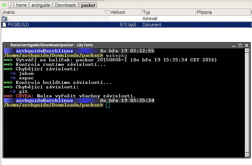 Arch: instalace balíčků z AUR