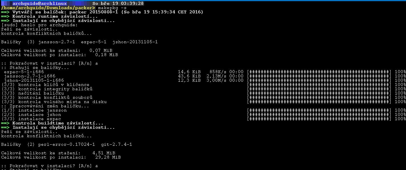 Arch: instalace balíčků z AUR