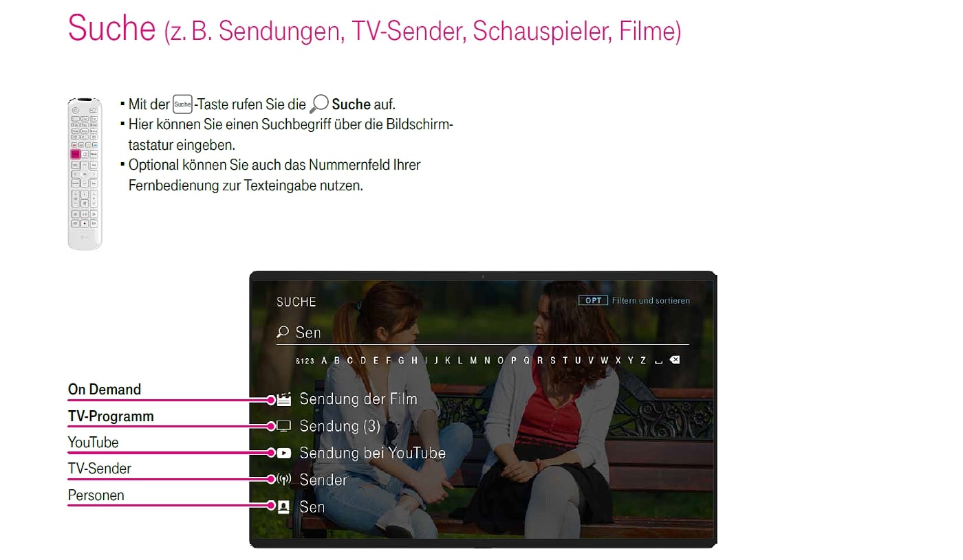 EntertainTV - vyhledávání obsahu