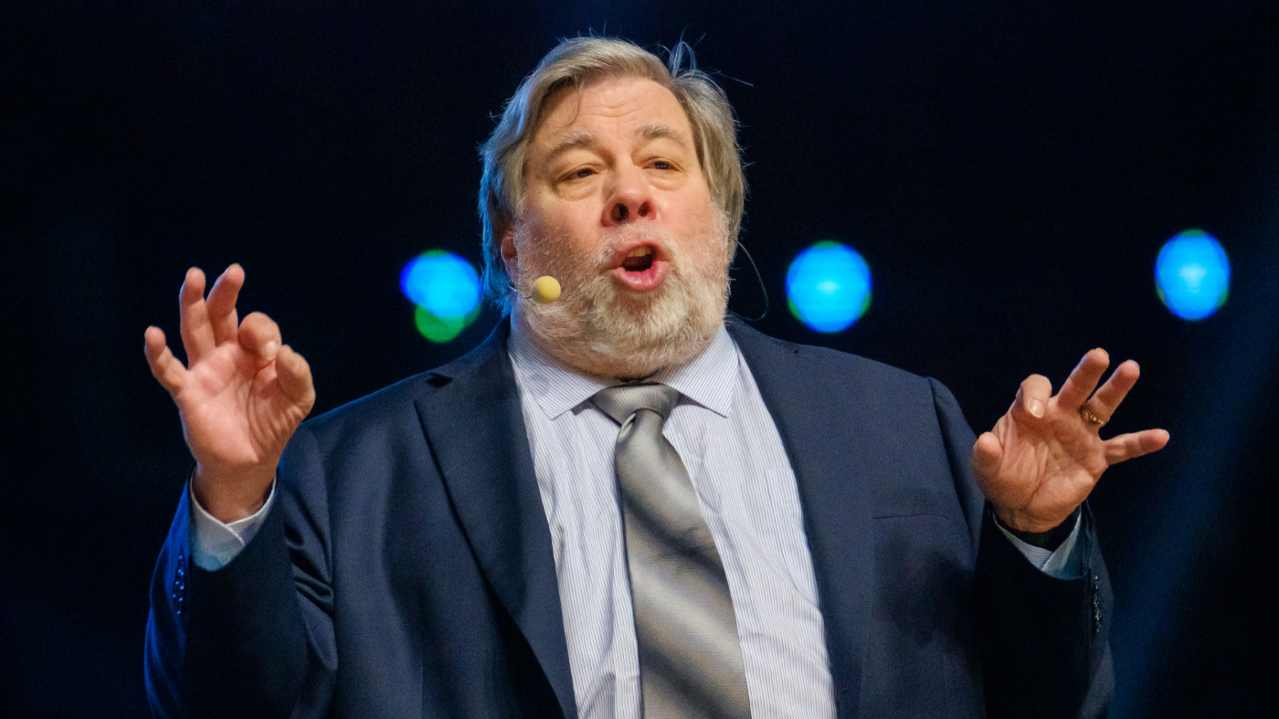 Steve Wozniak na konferenci, která se konala v roce 2018 v Moskvě.