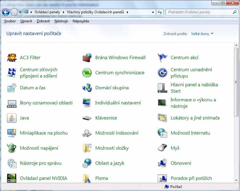 V Ovládacích panelech se budete orientovat daleko snáze, když uvidíte všechny ikonky přehledně v jednom okně