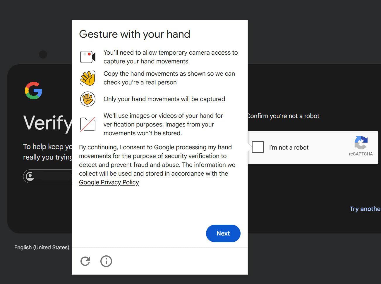 Nová podoba doplňku reCAPTCHA s rozpoznáváním gest.