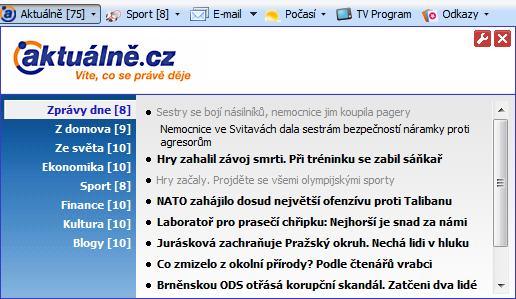<p>Výpis zpráv serveru aktualne.cz</p>