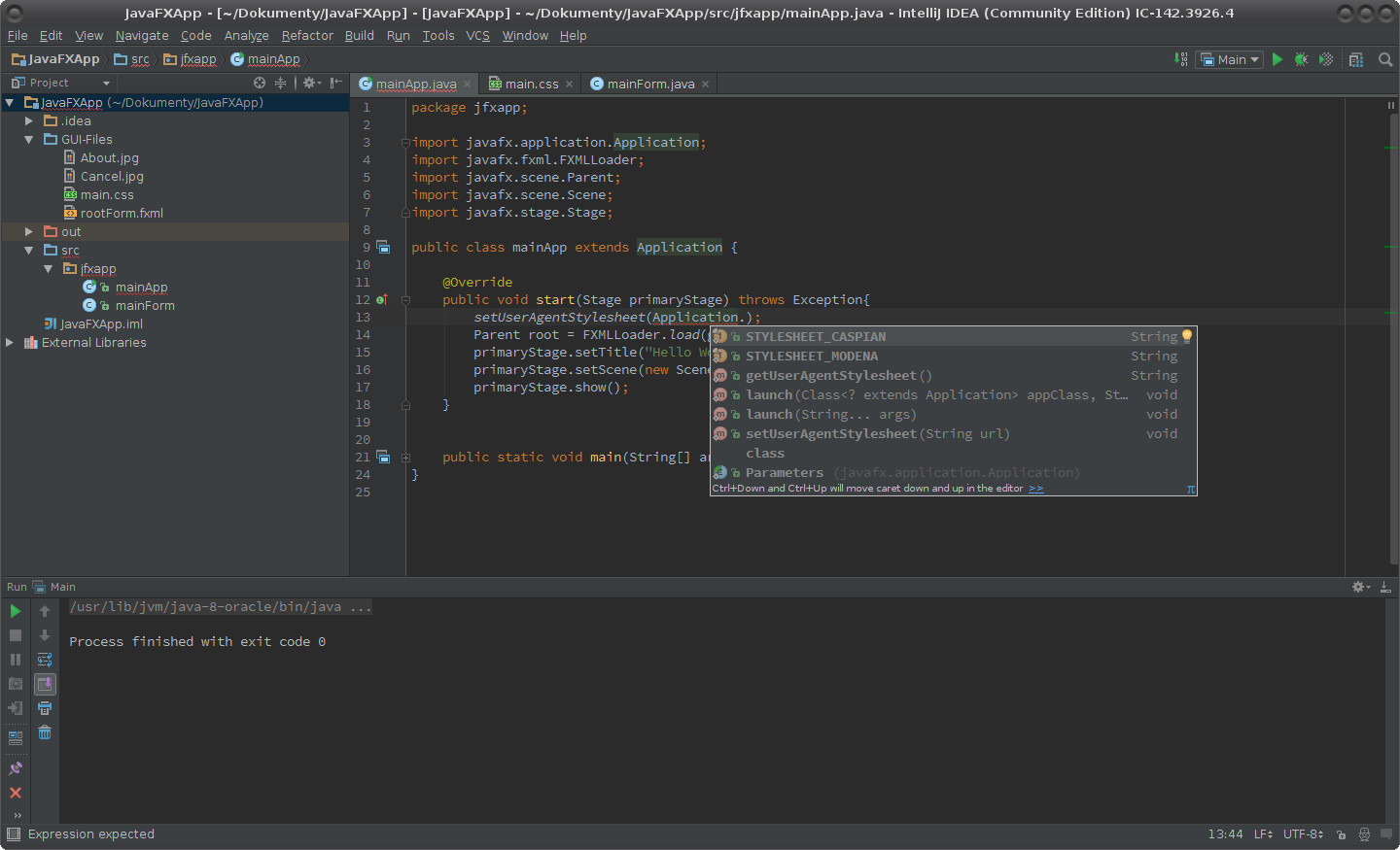 JavaFX: nastavení vzhledu a stylu