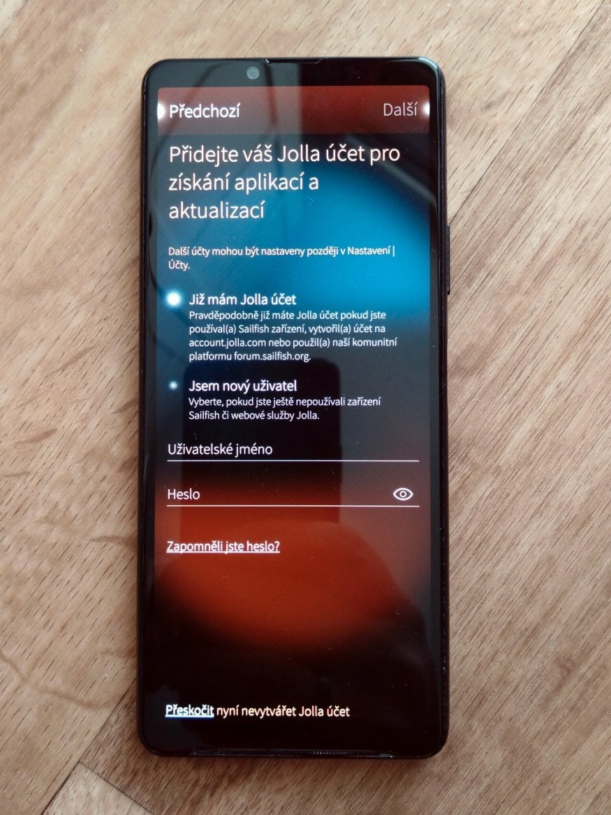 Sailfish OS: první spuštění a nastavení