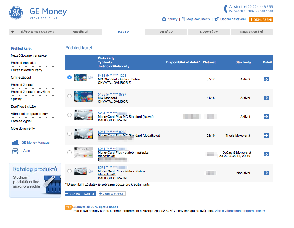 GE Money Bank. Internetové bankovnictví. 25.02.2015