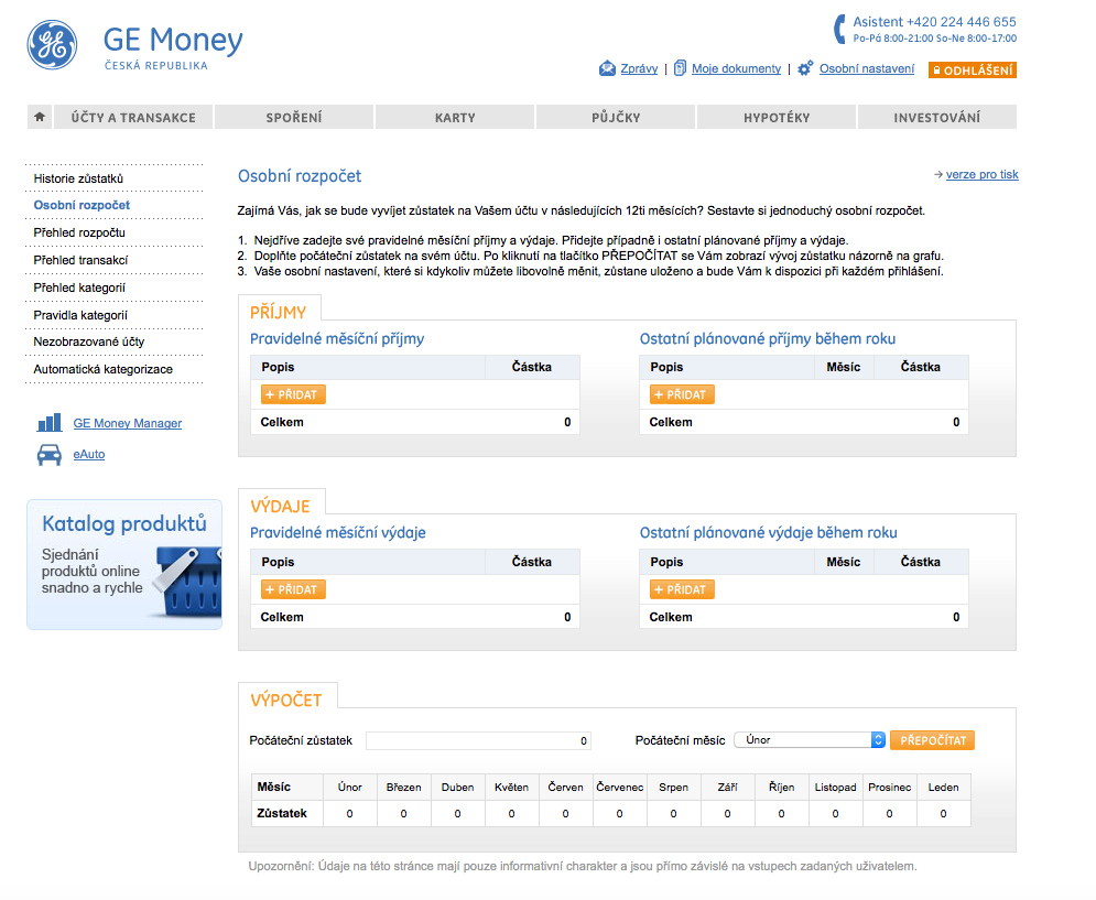 GE Money Bank. Internetové bankovnictví. 25.02.2015