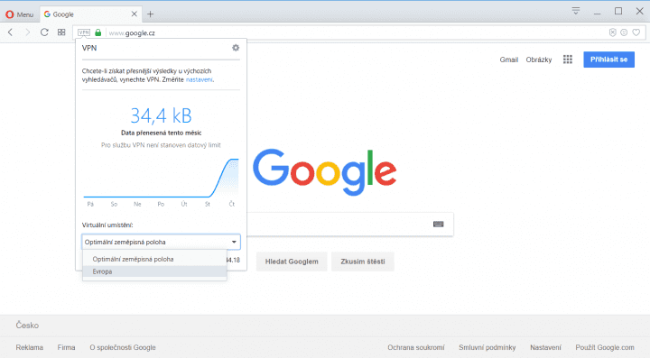 VPN nově běží na vlastních serverech Opery a zatím nabízí jen jednu lokaci