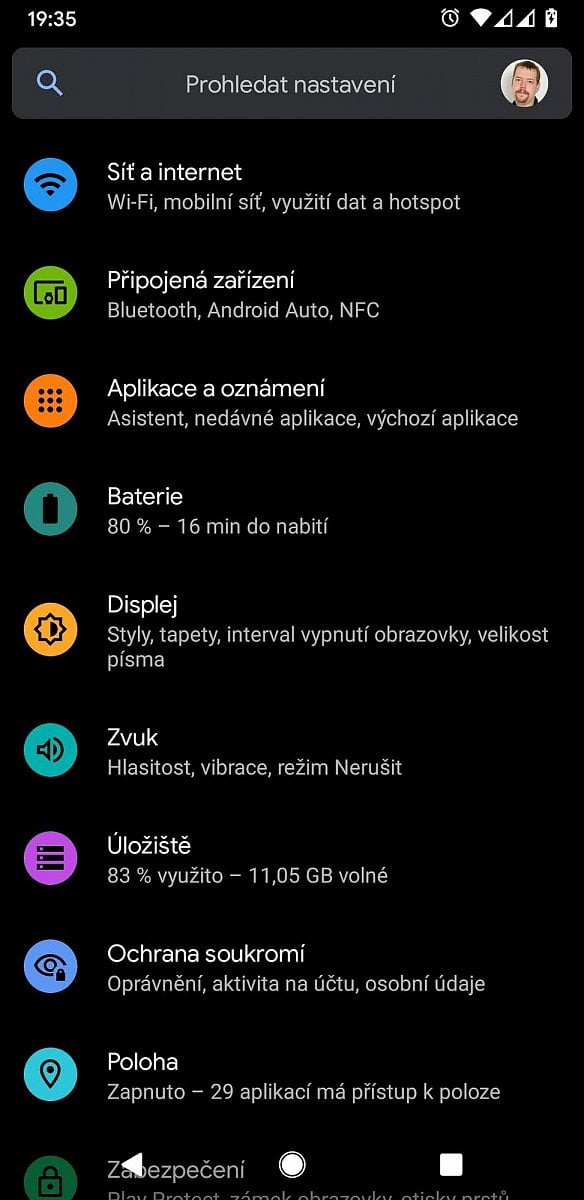 Nová podoba hlavního aplikačního menu.
