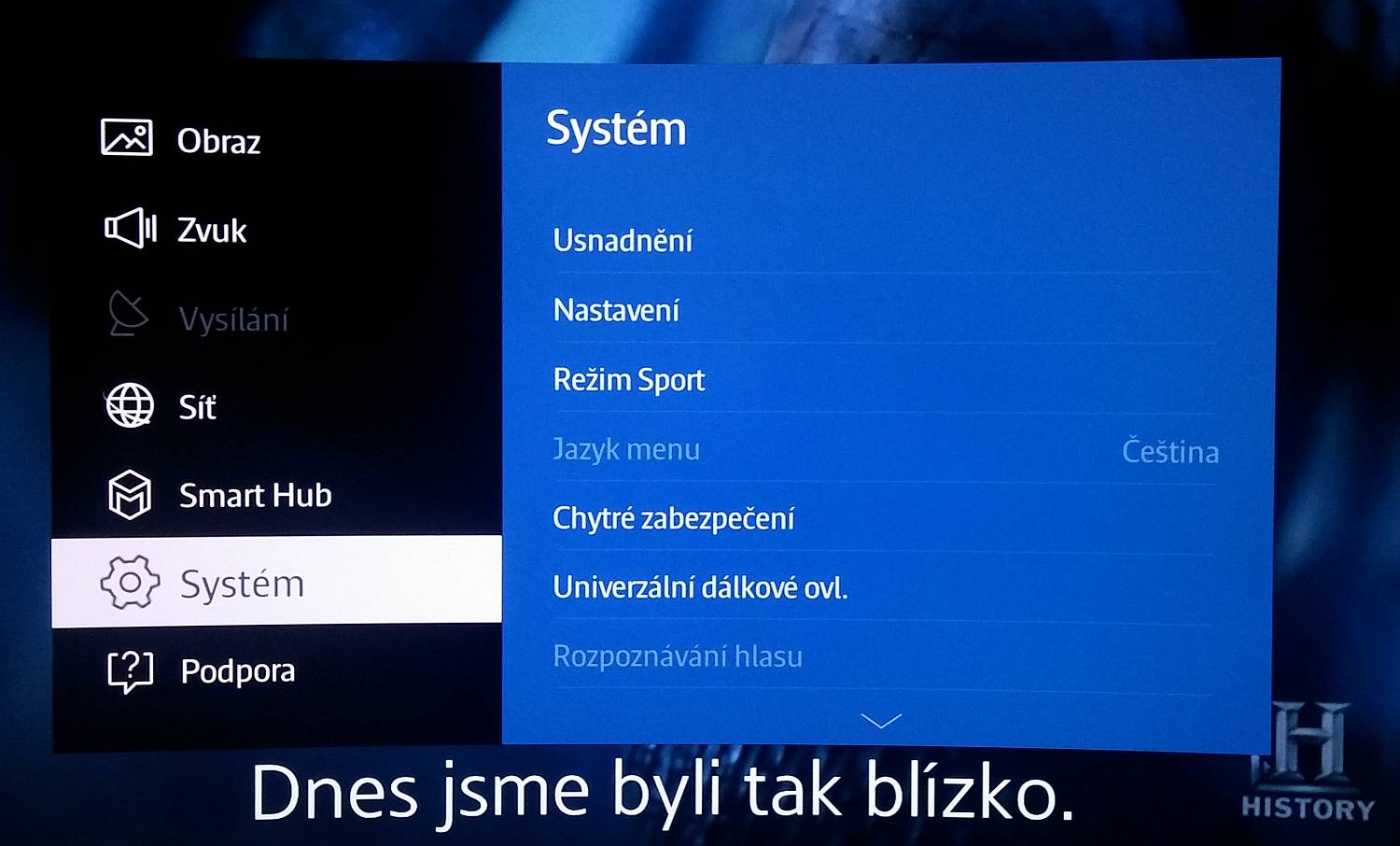 Samsung UE48JU6742U – menu nastavení