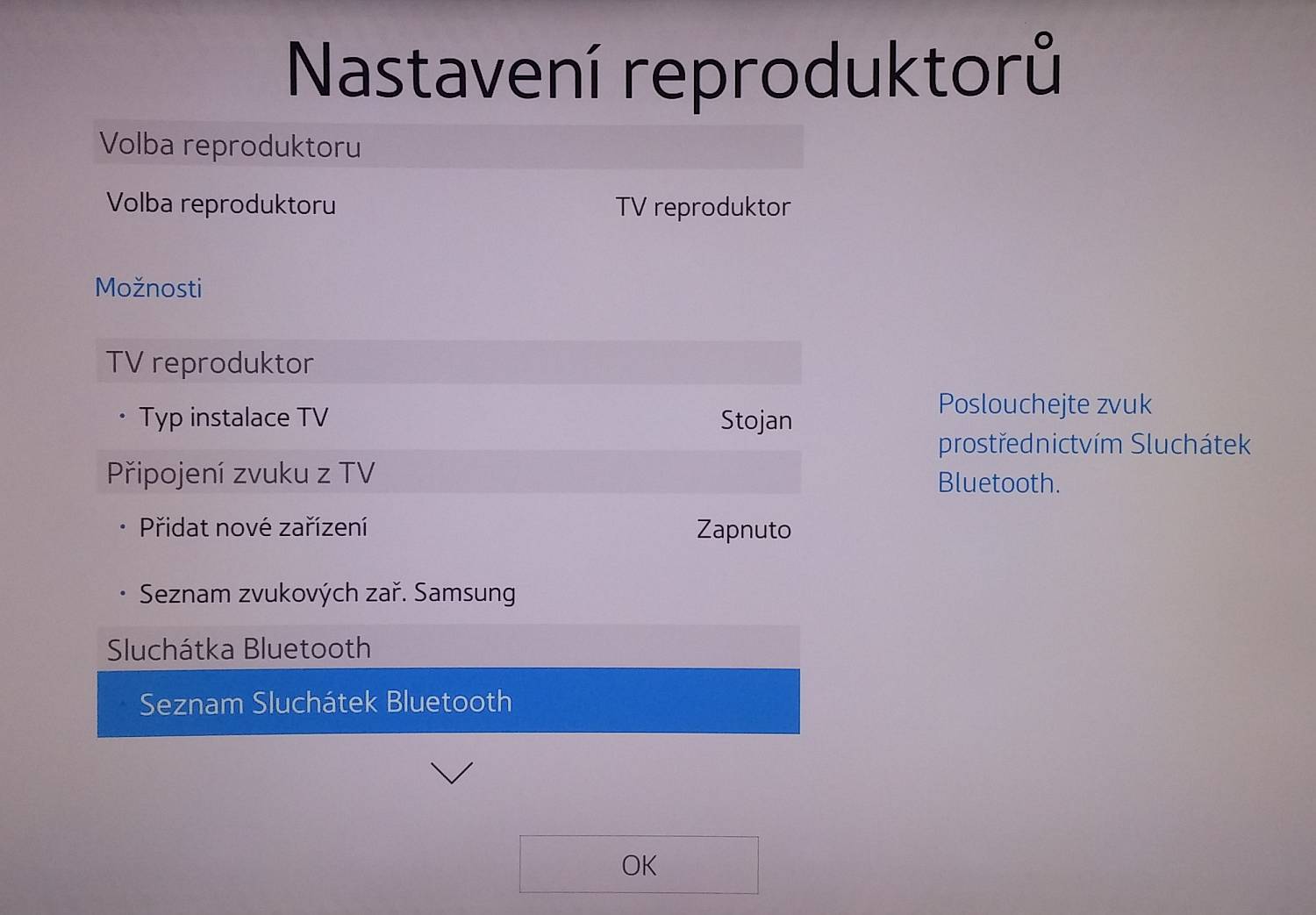 Samsung UE48JU6742U – menu nastavení