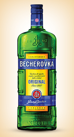 V roce 2003 došlo k oživení vzhledu Becherovky, zůstala již klasická žlutomodrá kombinace na typické zeleni skla