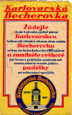 Zamítněte padělky! - s rostoucí oblibou Becherovky stoupaly i nekalé aktivity konkurentů. První žalobu proti plagiátům podali majitelelé roku 1904.