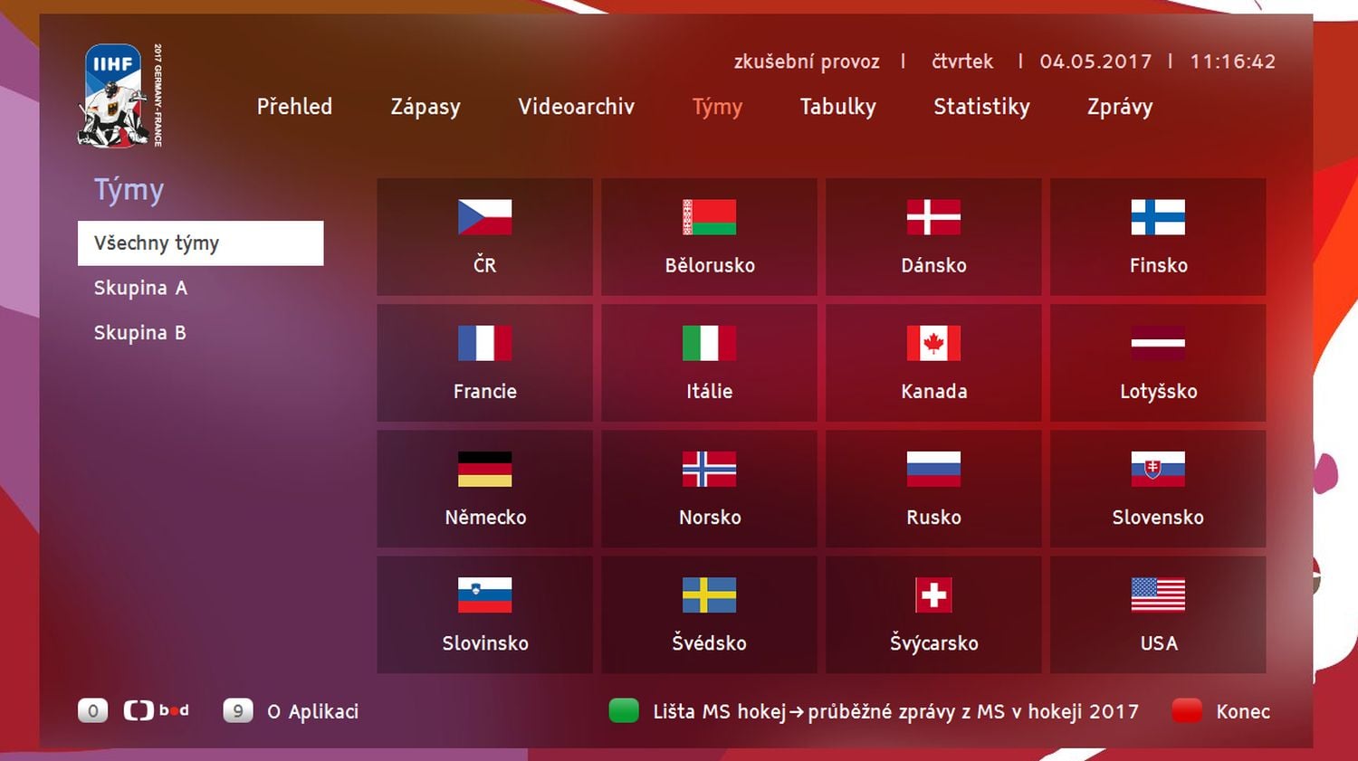 ČT HbbTV - MS hokej 2017