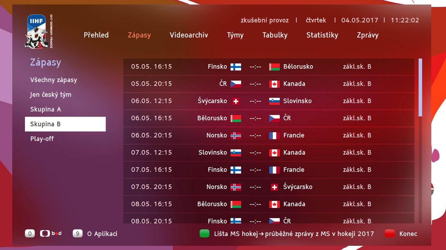 ČT HbbTV - MS hokej 2017