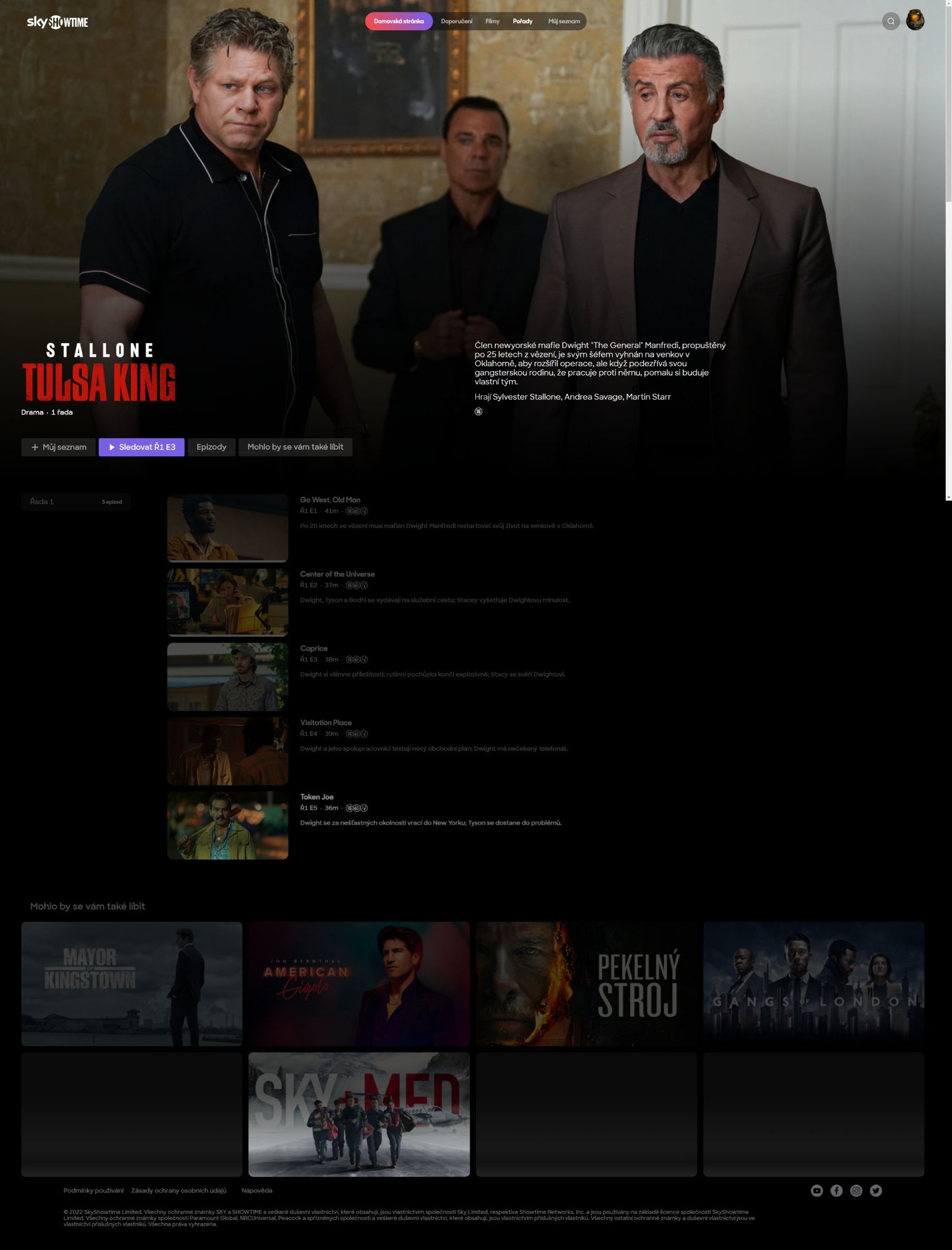 Detail pořadu ve webovém rozhraní SkyShowtime