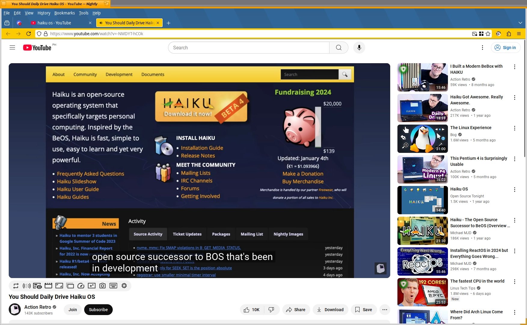 Iceweasel na Haiku