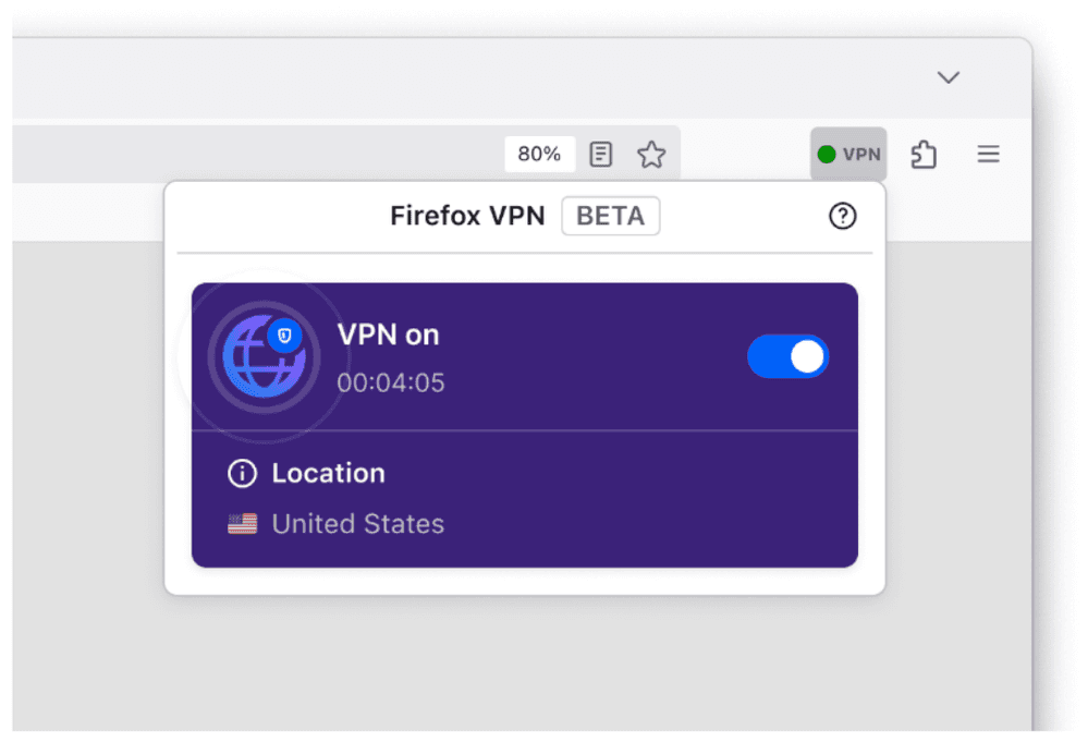 Screenshot Firefox VPN