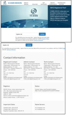 Údaje WHOIS od organizace ICANN