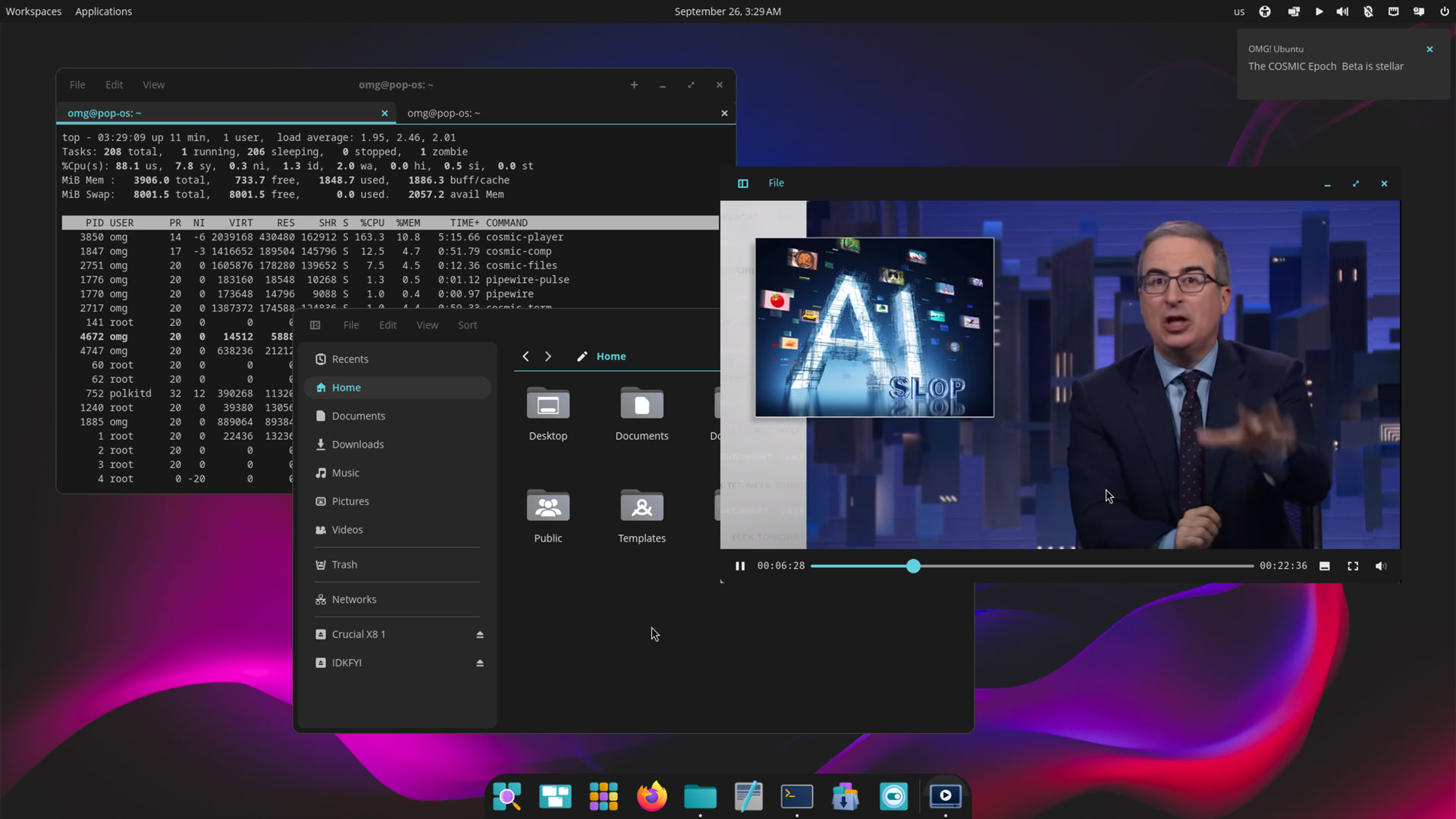 Pop!_OS 24.04 beta s prostředím COSMIC