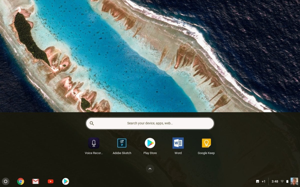 Na Chromebooku se většina aplikací nachází pod hlavním panelem.