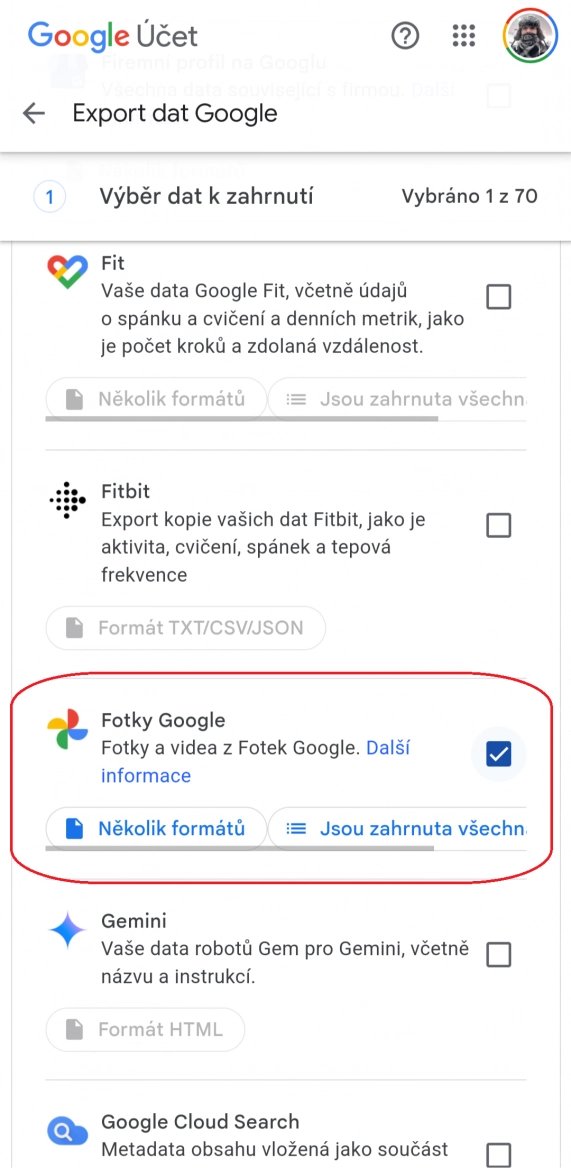 Hromadný export knihovny fotek