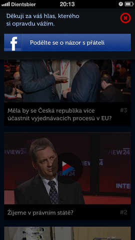 Mobilní aplikace prezidentského kandidáta Jiřího Dientsbiera
